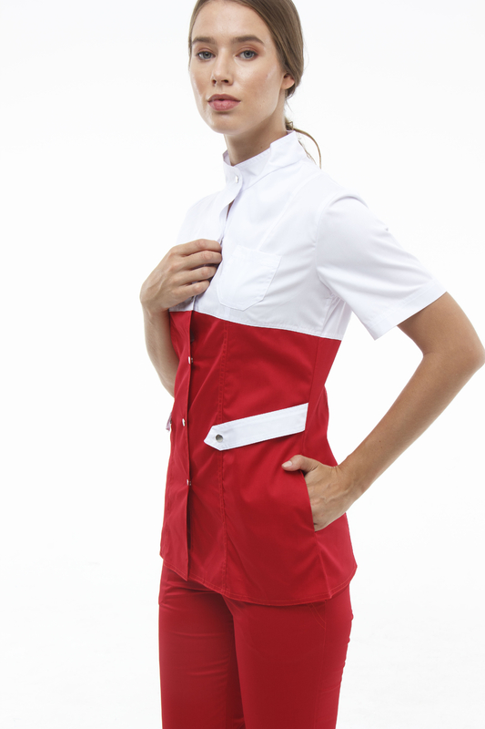 Traje médico 12387 Blanco/Rojo